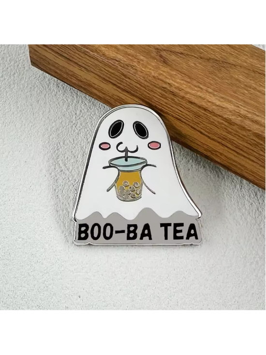 Unbranded Jewelry - Cute Spooky Ghost “Boo-Ba” Boba Bubble Tea Enamel Pin